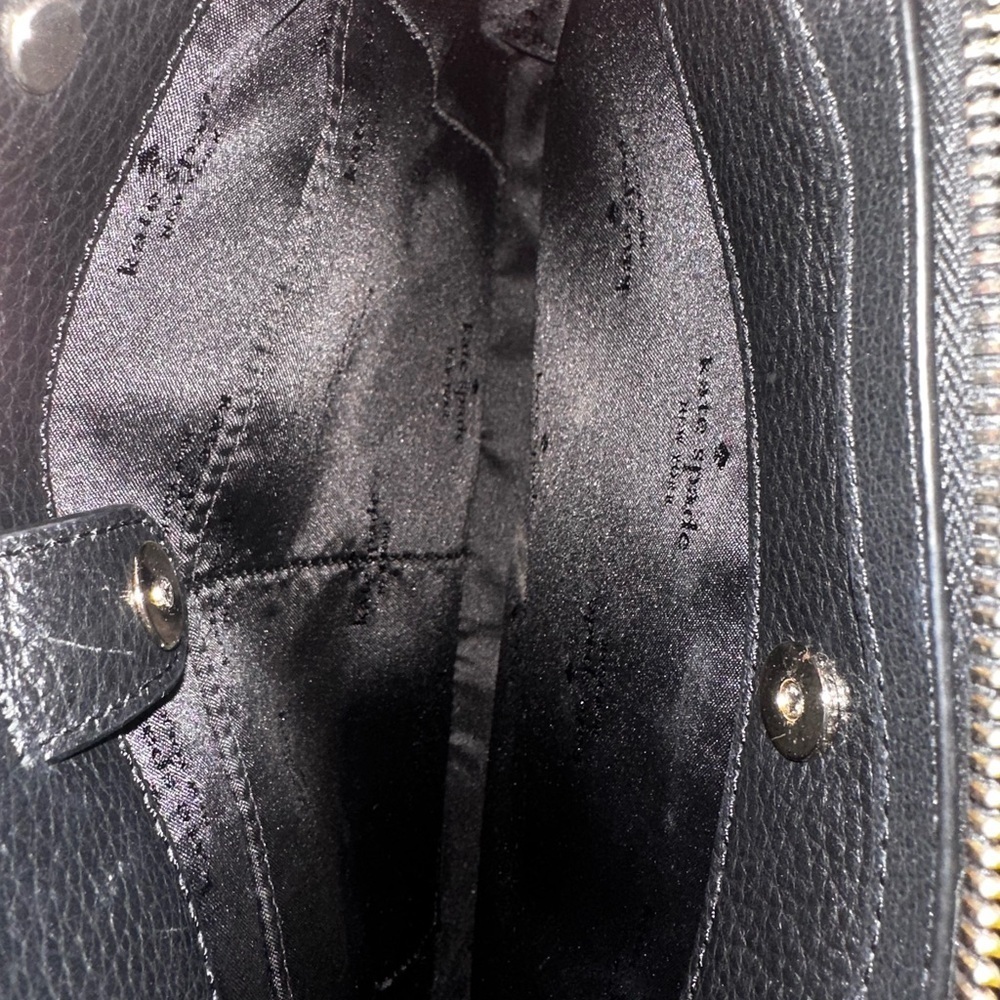 Kate Spade Leila Triple Compartment Satchel Crossbody  — Black Pebbled Leather - Picture 9 of 10
